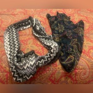 Two scarves.  One Infinity, the other is not.  EUC.